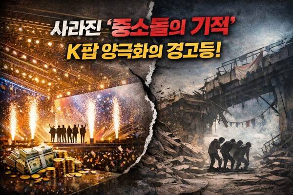 K팝 양극화 심화에 따른 경쟁 구조를 시각화한 이미지 / 사진=AI 생성
