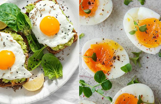 달걀 프라이와 삶은 달걀은 단백질은 큰 차이가 없지만 열량, 지방에서 차이가 있다. 프라이는 기름을 사용하기 때문이다. 사진=게티이미지뱅크