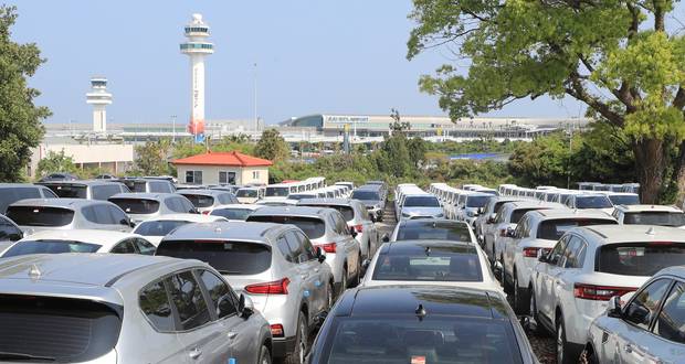 제주시 용담2동의 한 렌터카 업체 주차장