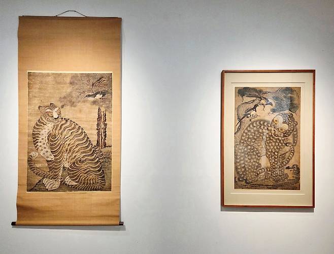 갤러리현대 '장엄과 창의: 한국 민화의 변주' 기획전에 전시 중인 조선 ‘까치호랑이’ 민화. 문소영 기자