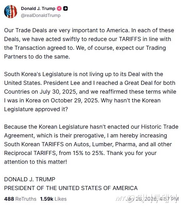 /도널드 트럼프 미국 대통령 소셜미디어 트루스소셜 캡쳐.