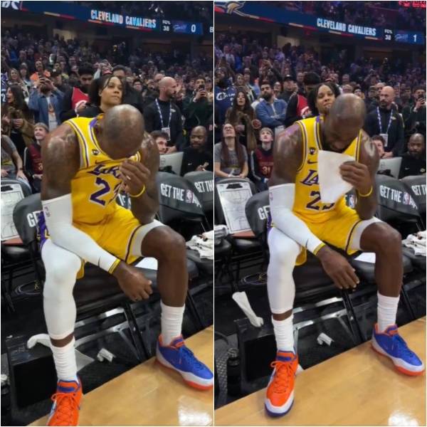 29일(한국시간) 열린 클리블랜드 원정 1차전 중 2007년 하이라이트 영상을 보고 눈시울을 붉힌 르브론 제임스. @NBA