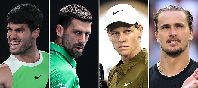 알카라스, 조코비치, 신네르, 츠베레프(왼쪽부터)