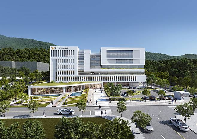 경기남부경찰청은 2029년 용인시에 용인수지경찰서를 신설할 예정이라고 2일 밝혔다. 사진은 용인수지경찰서 조감도. 경기남부경찰청 제공.