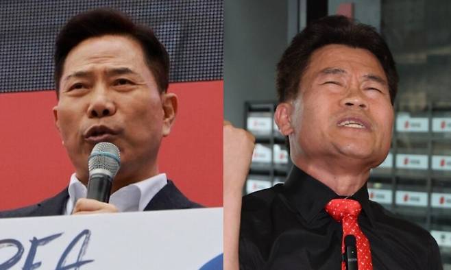 손현보 부산 세계로교회 담임목사(왼쪽)와 전직 한국사 강사 전한길씨. 연합뉴스