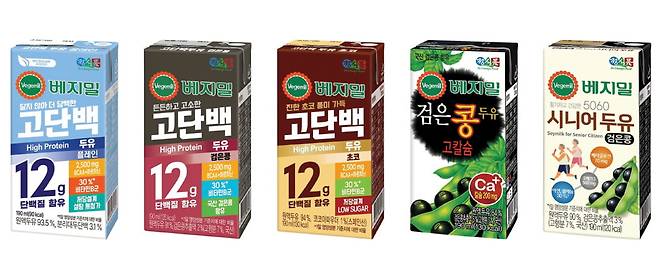 정식품의 베지밀 고단백 두유 및 그린비아 케어 시리즈. 정식품 제공