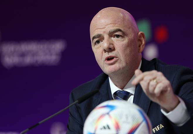 2022카타르월드컵 당시 브리핑에 나선 지아니 인판티노 FIFA 회장. 신화뉴시스