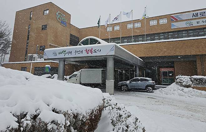 눈 덮인 태백시 청사 전경.(사진=뉴시스) *재판매 및 DB 금지