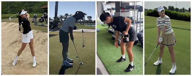 왼쪽부터 전지훈련 중인 박혜준, 홍정민, 유현조, 박현경.(사진=KLPGT 제공)