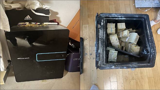 압수수색 현장에서 압수한 현금 다발의 모습 (서울경찰청 제공)