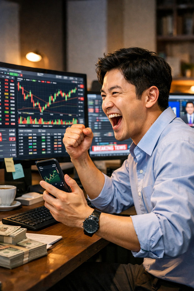 주식투자에 열중한 개인 투자자. 챗GPT 형성 이미지