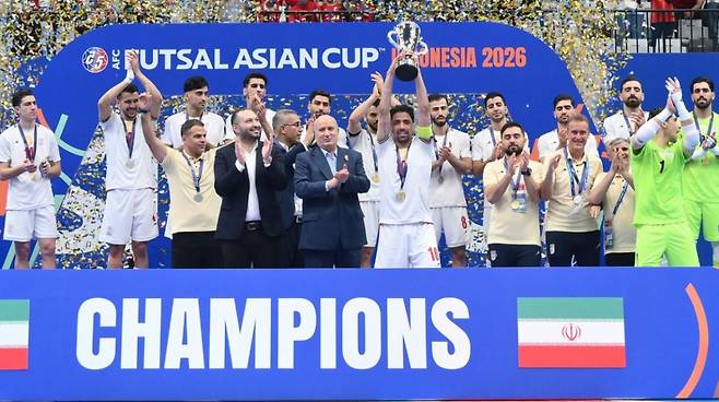7일 인도네시아 자카르타의 인도네시아 아레나에서 열린 2026 AFC 풋살 아시안컵 결승에서 인도네시아를 꺾고 우승을 차지한 이란. /사진=AFC 제공