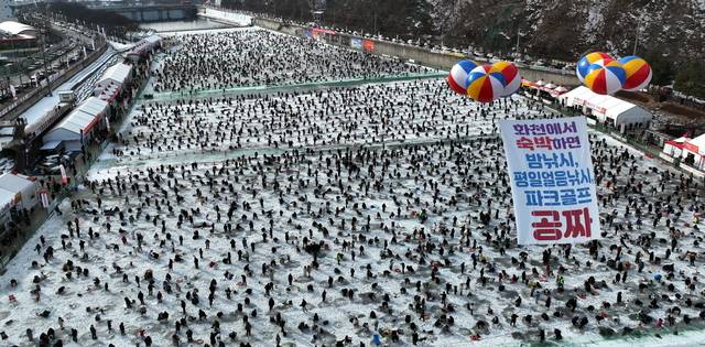 화천산천어축제장. 화천군청 제공