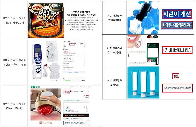 의료제품 부당광고 적발사례./식약처
