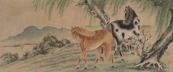 부산박물관이 명절을 맞아 마련한 ‘마(馬)음으로 전하는 새해인사’에 소개할 소장유물 ‘유하마도’. 부산박물관 제공