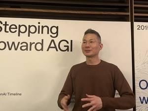 김경훈 오픈AI코리아 총괄 대표가 9일(현지 시간) 미국 샌프란시스코에 있는 오픈AI 본사에서 기자설명회를 진행하고 있다. 공동취재단