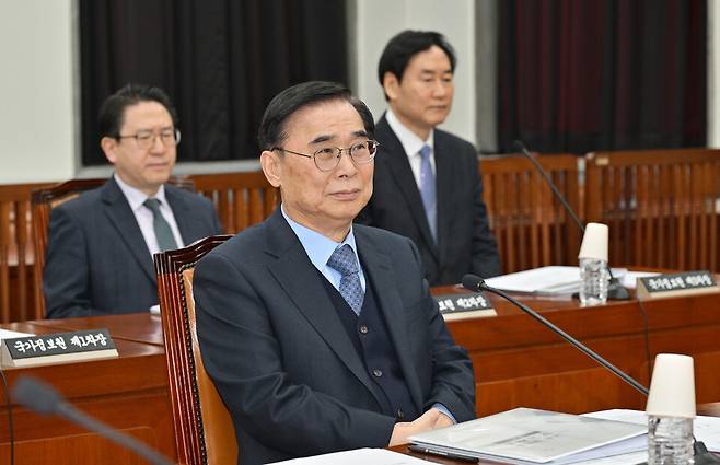 이종석 국가정보원장이 12일 서울 여의도 국회에서 열린 정보위원회 전체회의에 출석해 있다. ⓒ연합뉴스