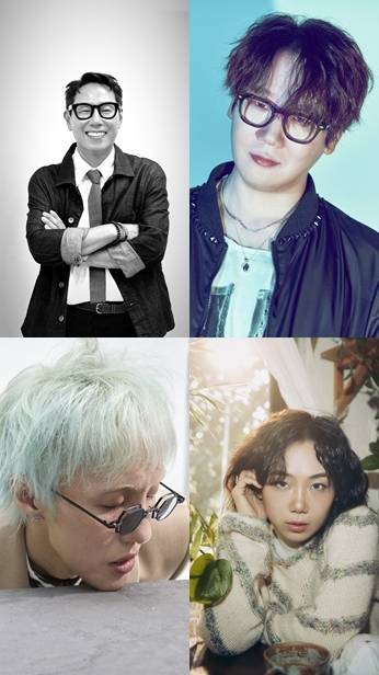 왼쪽부터 시계방향으로 윤종신-넬 김종완-자이언티-안신애/각 소속사 제공