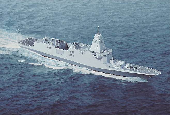 HD현대중공업의 기본설계를 거쳐 등장한 한국형 차기구축함(KDDX) 상상도. 세계일보 자료사진