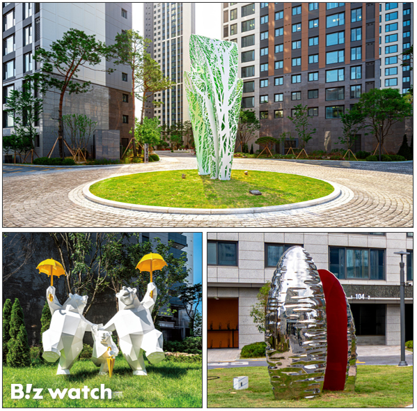 두산건설 단지 내에 설치된 예술 작품./사진=두산건설 제공