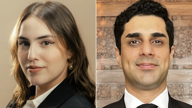 생리용품 과세가 위헌이라는 소송을 제기한 마흐누르 오메르 변호사(왼쪽)와 그의 소송대리인 아산 제항기르 칸 변호사(오른쪽). CNN 홈페이지 캡처