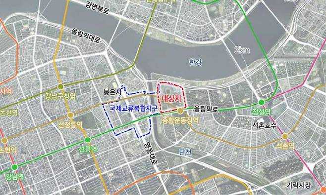잠실 국제교류복합지구 내 특별계획구역 위치도 (자료=서울시)
