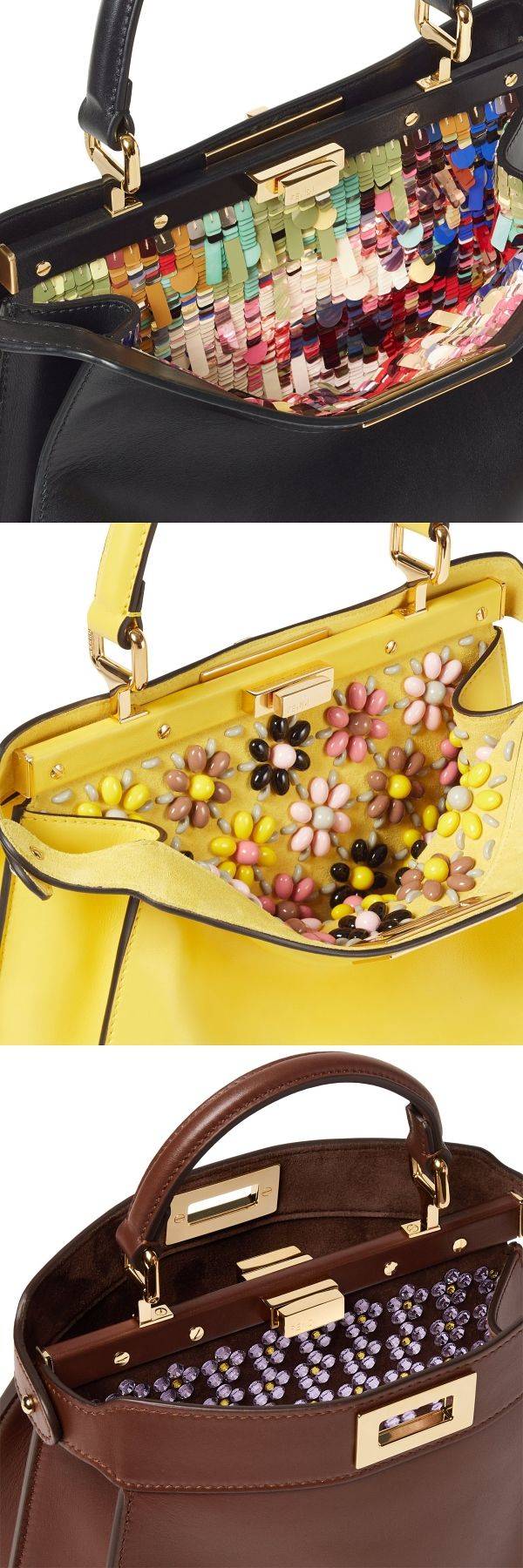 펜디가 올봄 시즌 선보인 피카부 백. 안쪽 면을 시퀸, 비즈 등으로 장식해 오픈 백 스타일로 들었을 때 가방이 더욱 화려해 보이도록 설계했다. 사진 펜디