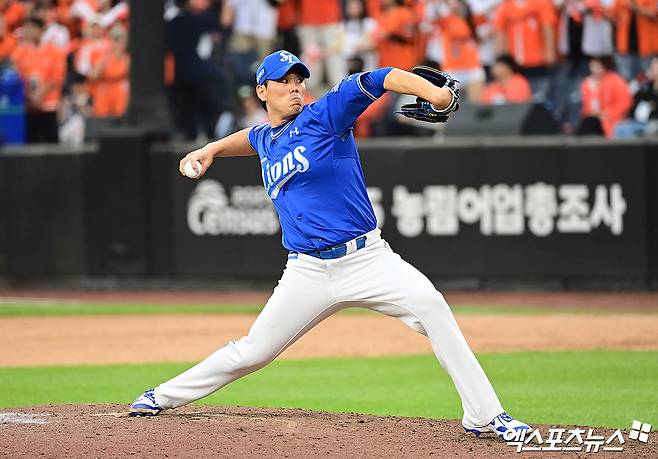 삼성 라이온즈 베테랑 우완 김재윤이 지난 1월 괌에 이어 2월 일본 스프링캠프에서도 좋은 컨디션을 보이면서 2026시즌에 대한 기대감을 높이고 있다. 사진 엑스포츠뉴스 DB