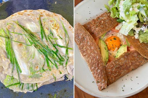 강원도식 메밀전(왼쪽)과 브르타뉴식 갈레트.