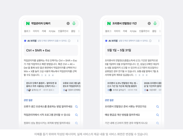 AI 브리핑 멀티출처 즉답형 검색 결과 예시. 사진 제공=네이버