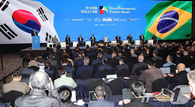 루이스 이나시우 룰라 다 시우바(Luiz Inácio Lula da Silva) 브라질 대통령이 23일 오후 서울 중구 롯데호텔에서 열린 한-브라질 비지니스 포럼에 참석해 기조연설을 하고 있다. 2026.2.23 ⓒ 뉴스1 안은나 기자