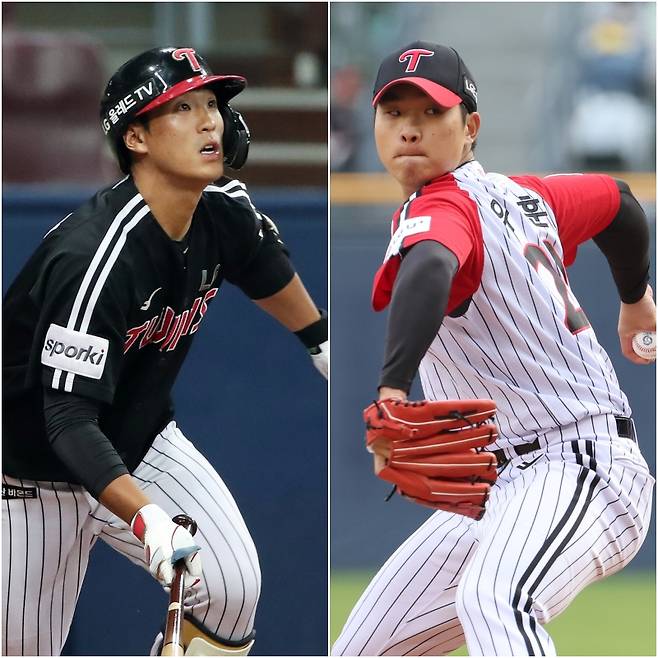 LG 송찬의(왼쪽)와 우강훈. IS 포토