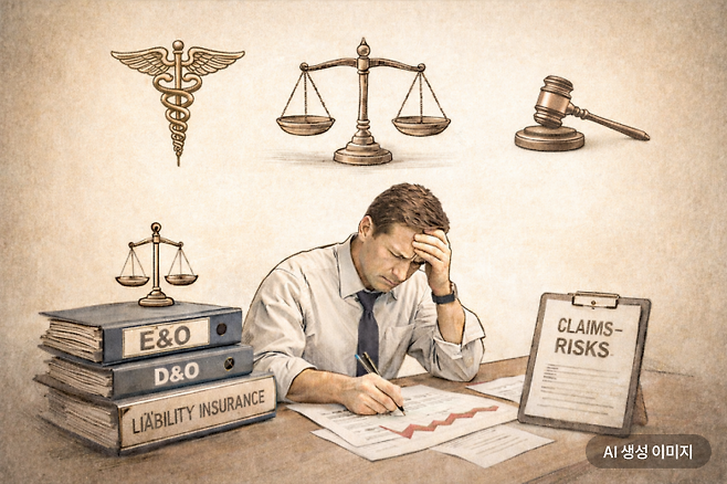 AI 관련 책임 리스크 증가로 보험사들의 인수 판단과 손해율 관리가 복잡해지고 있다. 챗GPT 생성 이미지