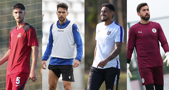 2026시즌 K리그에 나서는 외인 선수들. 왼쪽부터 로스(서울), 이비자(인천), 엘쿠라노(안양), 노보(용인). 프로축구연맹 제공