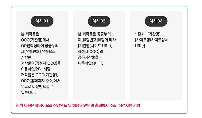 공공저작물 출처표시 규정이다. (공공누리)