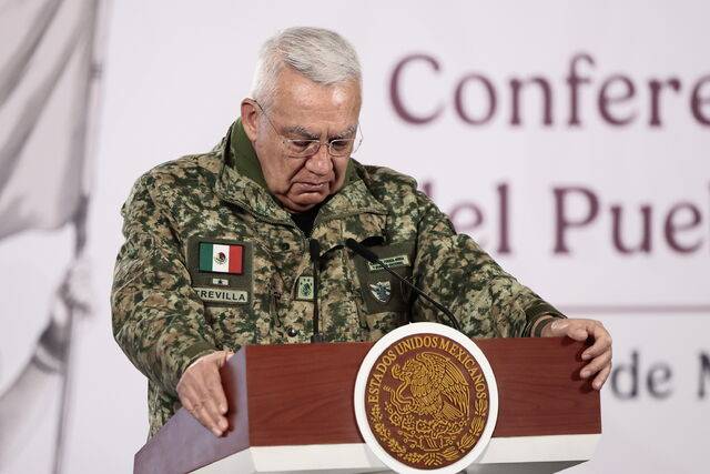 23일(현지시각) 리카르도 트레비야 멕시코 국방부 장관이 엘 멘초 제거 작전 내용 관련 기자회견을 진행하고 있다. EPA연합뉴스