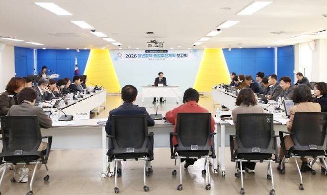 27일 최대호 안양시장이 2026 청년정책 종합추진계획을 보고받고 있다.(사진=안양시)