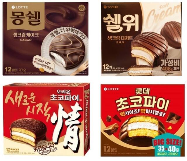 제과업계에서 느닷없이 '미투' 제품들이 다시금 등장해 의구심을 자아내고 있다. 업계에서는 대내외 경기 불확실성에다 원가 부담이 커 신제품 개발 부담이 크다는 설명이지만, 전문가는 이러한 미투 제품들이 자칫 K-푸드 경쟁력을 저해할 수 있다고 경고한다. /롯데웰푸드·오리온 각 사