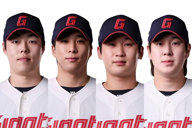 대만 전지훈련 도중 도박장에 출입해 강제 귀국 조치 된 롯데 자이언츠 소속 4인방. 왼쪽부터 고승민, 김동혁, 김세민, 나승엽. 롯데 자이언츠 제공