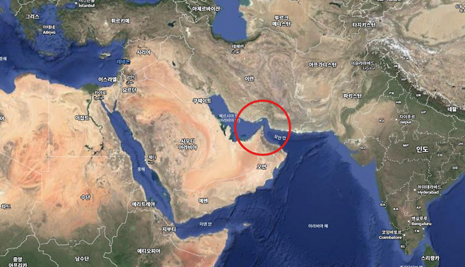▲호르무즈 해협. (사진=구글 지도)