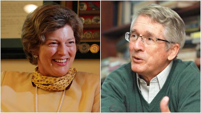 캐슬린 스티븐스 전 주한 미국대사(왼쪽)과 네드 슐츠 하와이대 마노아 캠퍼스 명예교수. /조선일보DB