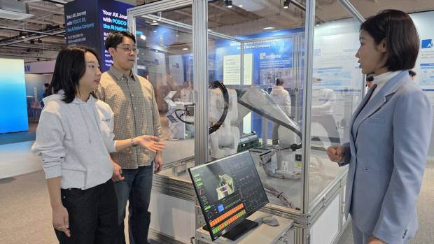 4일부터 6일까지 사흘간 서울 코엑스에서 열리는 '스마트공장·자동화산업전(Automation World 2026)'에 참가하는 포스코DX 부스. 포스코DX 제공