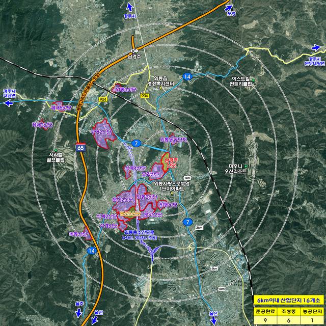 경주시가 노후된 산업단지를 문화선도산업단지로 조성할 계획 추진하는 7개 산업단지 위치도. 경주시 제공