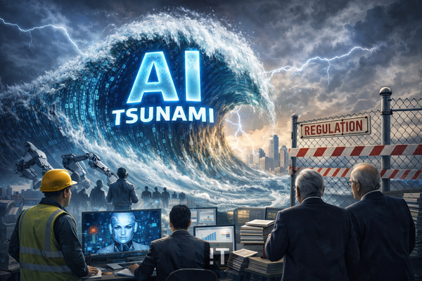 '인공지능(AI) 쓰나미'에 대한 경고가 이어지며 기술 발전 속도에 대한 우려가 확산하고 있다. / 챗GPT 생성