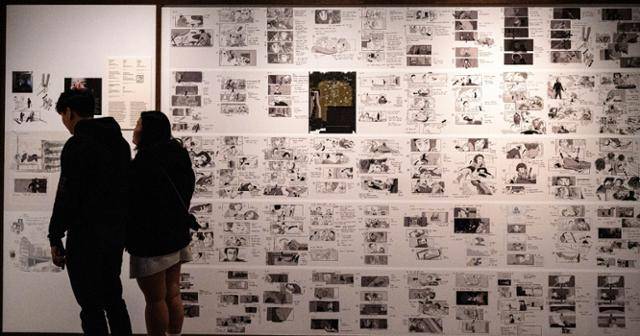 아카데미 영화박물관 봉준호 특별전의 일환으로 봉 감독이 그린 콘티가 전시돼 있다.