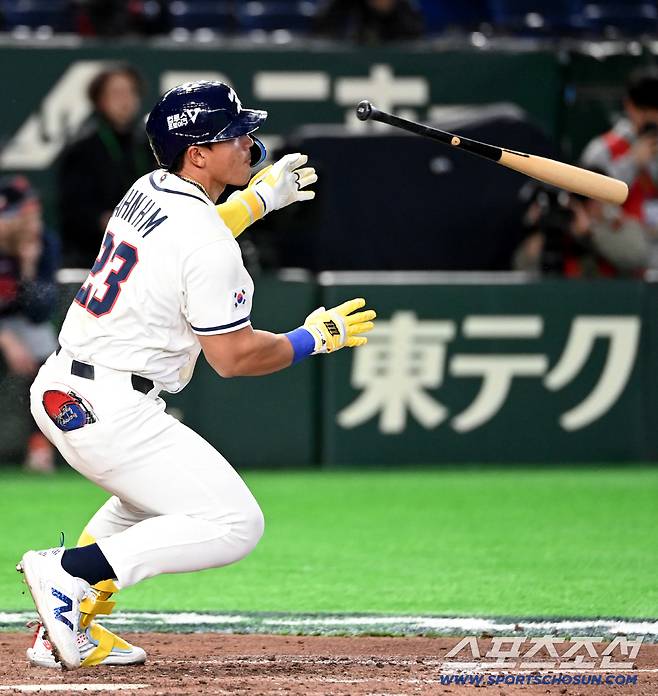 5일 일본 도쿄돔에서 열린 WBC(월드베이스볼클래식) 한국과 체코의 경기. 7회말 안현민이 2루타를 치고 있다. 도쿄(일본)=허상욱 기자wook@sportschosun.com/2026.03.05/