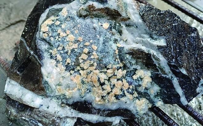 광물에 텅스텐이 녹아 있는 모습. 알몬티대한중석 제공