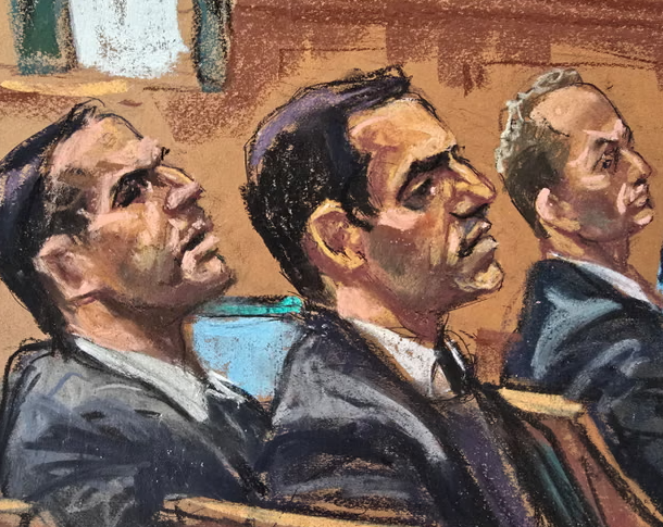 9일(현지시간)( 재판을 받는 알렉산더 형재 삽화. 로이터 연합뉴스