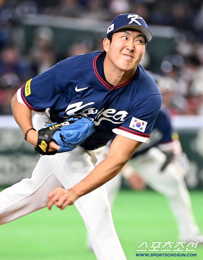 9일 일본 도쿄돔에서 열린 WBC(월드베이스볼클래식) 한국과 호주의 경기, 한국 선발투수 손주영이 역투하고 있다. 도쿄(일본)=허상욱 기자wook@sportschosun.com/2026.03.09/