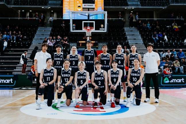 독일과의 경기에 나선 여자 농구 대표팀. 사진=대한민국농구협회